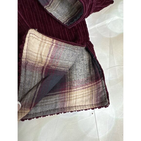 vintage QVC Denim & Co. Plum Corduroy Womens Small Zip Jacket Leather collar - Picture 6 of 13